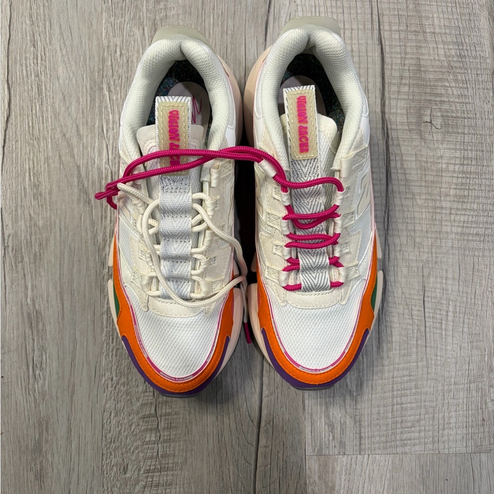 New Balance Women's Sneakers in White, Orange, and Pink